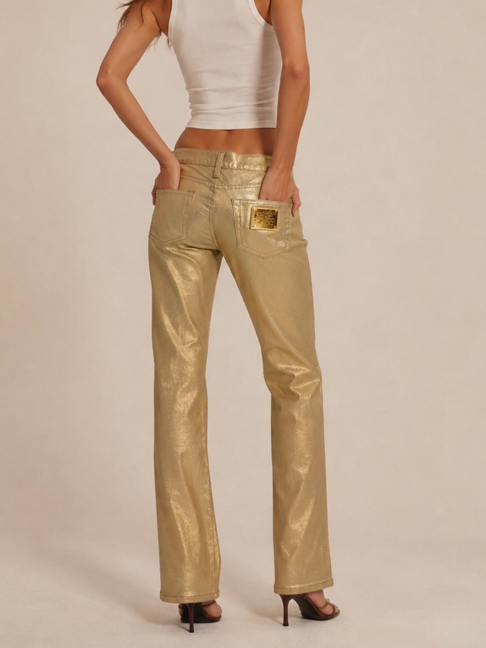 Statement piece Ralph Lauren 867 Metallic Gold Straight Leg Jeans